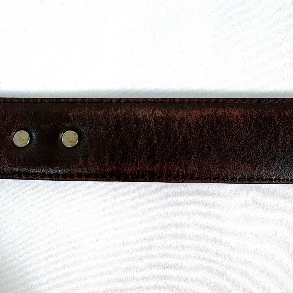 Roundtree‎ & Yorke Belt Brown Croc Embossed Leather Western Silver Hardware 56